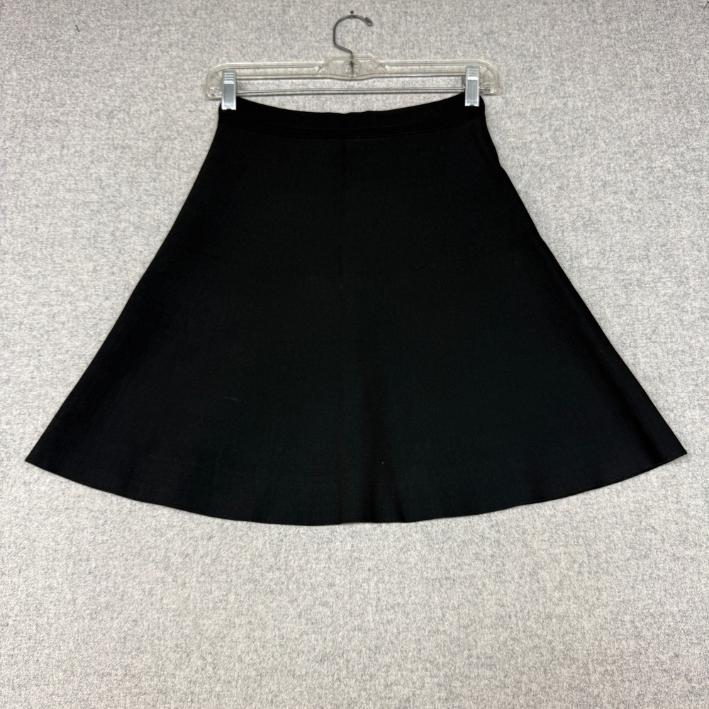 Theory | Short Flare Skirt | S | Black | Glossed Stretch Knit A-Line 10716716